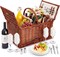 Wicker Picnic Basket Set for 4 with Utensils, Glasses, and Insulated Cooler Bag - Luxury Camping, Picnic Essentials and Outdoor Tableware for Family Gatherings